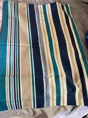Source Unknown Navy, Teal, Light Blue and Cream Striped Panel